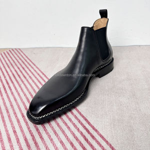 Goodyear bentivegna Hand Welt Shoes Italia Botas de cuero de vaca hombres formal <span class=keywords><strong>Chelsea</strong></span> botines Zapatos fábrica Suela de cuero genuino - Product Image 4