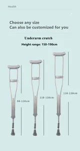 Aluminum Alloy Underarm Crutches Medical Portable Comfortable Adjustable Axillary Crutches
