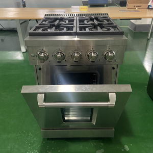 Estufa de 24 Pulgadas 2.37 Cu. Estufa de Gas de 4 Quemadores con Horno de Convección, Acero Inoxidable, Perillas de Aleación de Zinc, Encendido Electrónico, para el Hogar - Product Image 1