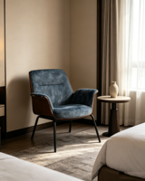 Fauteuil pivotant moderne en contreplaqué courbé, fauteuil de salon luxueux rembourré, pieds en métal noir pour salle à manger, salon, hôtel, bureau, café