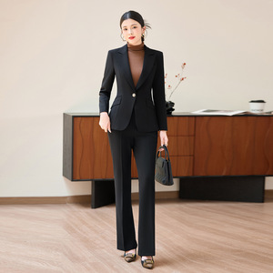 Women's Red Suit Set Three Quarter Sleeve Formal <b>Work</b> Wear Anti-Wrinkle Polyester Fiber 96 Spandex 4 - Product Image 3