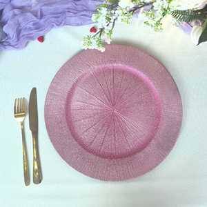 Assiettes de présentation rondes en plastique vintage durables de 13 pouces, argent et rose, pour mariages et tables de luxe - Product Image 4