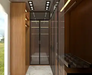 现代玻璃推拉门三聚氰胺壁橱铝制卧室衣柜木质设计