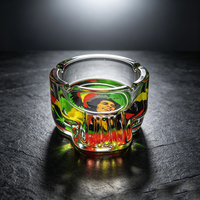Cendrier en verre en forme de crâne, impression UV colorée, cendrier à cigares créatif, accessoire de fumeur pour hôtel, KTV, bureau, bar