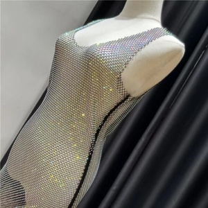 Jupes extensibles à manches longues en strass Jupe transparente Résille à strass Couverture col en V <span class=keywords><strong>Robe</strong></span> longue en cristal pour la fête - Product Image 2