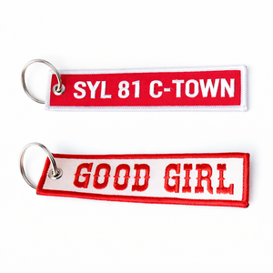 Vente en gros de porte-clés personnalisés à double face avec lettres 3D, broderie/impression, logo de marque, porte-clés tissé brodé - Product Image 4