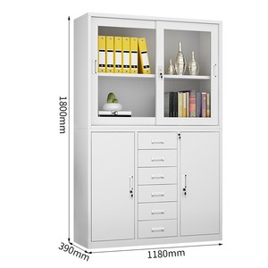 Armoire de classement de bureau 1180x390x180mm, armoire de rangement en acier avec portes et tiroirs pour l'organisation des documents - Product Image 1