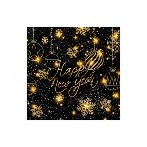 ชุดรูปแบบสีดำทองตกแต่งงานเลี้ยงวันส่งท้ายปีเก่าตกแต่งสไตล์ทันสมัยแผ่นกระดาษทิชชูถ้วยกระดาษสำหรับงานเฉลิมฉลอง - Product Image 5