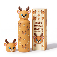 Botella de Agua Infantil de Acero Inoxidable con Aislamiento al Vacío, Boca Pequeña, Tapa con Forma de Animal, 350ml/500ml, Marca Everich