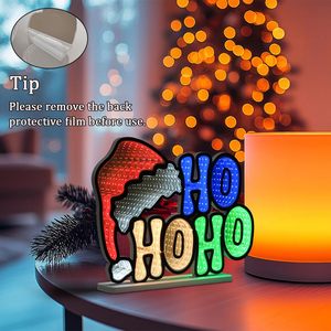 Nueva Decoración Navideña 2026, Luz LED con Espejo Infinito, Espejo Abisal 3D de Mil Capas, Gorro de Santa Claus Personalizado <span class=keywords><strong>HOHOHO</strong></span> para Decoración Navideña - Product Image 5