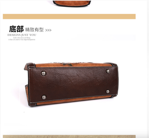 Andong Genuine Leather Retro <b>Handbag</b> for <b>Women</b> Girls Fashion <b>Large</b> Capacity Shoulder Sling Crossbody Bag Commute Top Handle Bags - Product Image 5
