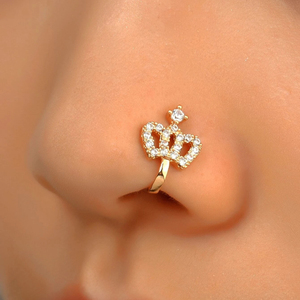 Anillo de Nariz con Corona de Diseño Cz de CANNER para Mujer, Sin Perforación, Ajustable, en Forma de U, Anillo de Nariz con Corona de Reina, Joyería - Product Image 5