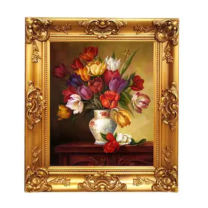 Vintage Wall Decors Baroque Art Canvas Customized Wooden Oil Painting Frame Antique