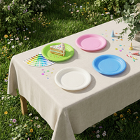 Assiette jetable et réutilisable en amidon de maïs, écologique, sans plastique, résistante, compostable, 6 pouces, résistante à la graisse, compatible micro-ondes, pour fêtes