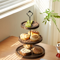 Support à dessert en bois de style européen créatif, plateau à gâteau rustique à 2 et 3 niveaux, plateau de service décoratif pour table de dessert