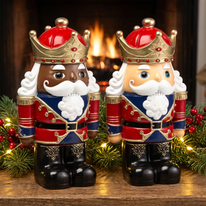 Estatua personalizada de resina para decoración navideña, estatua de resina del Reino de la barba, soldado blanco y negro afroamericano, <span class=keywords><strong>cascanueces</strong></span> - Product Image 2