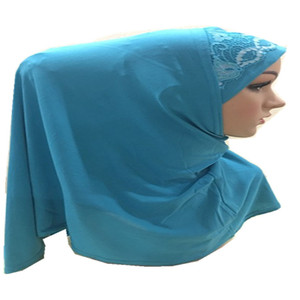 Hiyab instantáneo de venta directa de fábrica para mujer con encaje de cristal de lino Hid árabe pañuelo para la cabeza hiyab instantáneo con gorro musulmán - Product Image 3