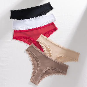 Custom OEM Design Moda Senhoras Lace Mid-cintura Elastic Feminino Thong Calcinhas Europeus e Americanos Mulheres Cheeky Calcinhas de Algodão - Product Image 1
