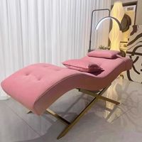 Lit de massage ergonomique pour salon de beauté, design courbé, mousse haute densité, lit pour extensions de cils, mobilier de spa en acier inoxydable