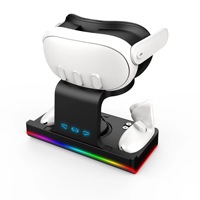 Base de charge pour casque VR Meta 3 avec lumière LED RVB, chargeur de contrôleur de casque VR, station d'accueil