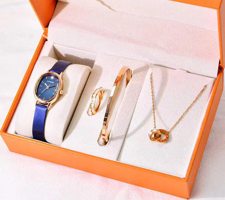 Parure De Bijoux Femme Or - 4 Pièces : Collier, Manchette, Bracelet Et Bague