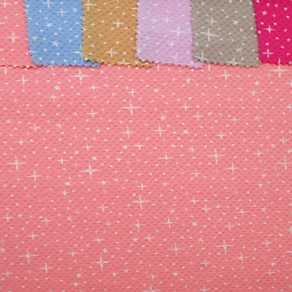 आकस्मिक प्यारा बनावट कपड़ा गर्मियों गुलाबी स्टार के लिए वर्णक प्रिंट 100% कपास कपड़े औरत की पोशाक