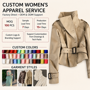 <span class=keywords><strong>Trench</strong></span> Corto Donna Coreano Retrò Chic con Collo Rialzato Color Kaki, Doppio Petto, Casual, Antivento, per Autunno - Product Image 1