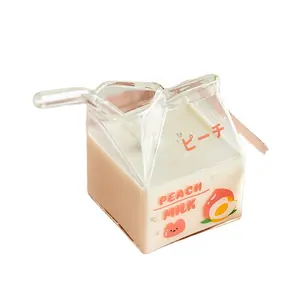 Caja de leche transparente de 380ML, recipiente innovador para leche, café, zumo, taza de cristal para desayuno, 3060