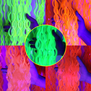 Cortina de Flecos Fluorescentes <span class=keywords><strong>que</strong></span> Brillan en la Oscuridad, Arcoíris Macaron, Reactiva a la Luz Negra, Telón de Fondo de Lentejuelas Fluorescentes, Serpentinas Luminosas de Neón - Product Image 1
