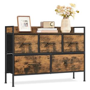 Cómoda con 5 cajones, estilo industrial, color marrón rústico, muebles de almacenamiento para dormitorio - Product Image 1