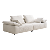 Zayshine Nordic Modernes Cremeweißes Samtstoff Wohnzimmer Set Sofa Modulares 3-Sitzer Apartment Waschbares Aufrechtes Freizeitssofa
