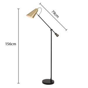 Piso LED geométrico moderno Industrial Marco de hierro dorado Pantalla de cilindro negro Base de mármol minimalista remoto para sala de estar pequeña - Product Image 1