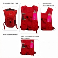 Sac à dos d'hydratation en nylon 5L avec deux bidons souples de 1500 ml, sangle de poitrine réglable, sac de course pour le cyclisme, la randonnée, le marathon