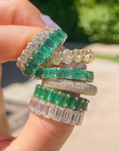 Nouvelle Collection 2026 – Bague de Fiançailles et d'<span class=keywords><strong>Éternité</strong></span> en Zircon Cubique 5A Coloré, Formes Rondes et Rectangulaires, Effet Diamant - Product Image 2