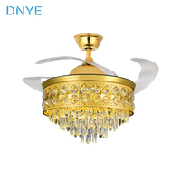Ventilateur de plafond moderne de luxe pour chambre à coucher, avec moteur DC, télécommande, 6 vitesses, pales rétractables, ultra-silencieux