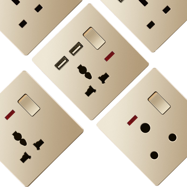 13A British Standard Multifunctional Switch Socket with NFC and 2 USB Ports Wall Socket for Southeast Asia