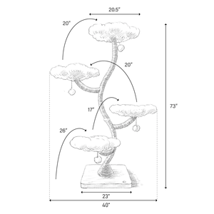Arbre à chat en fer forgé avec base lestée épaissie, fonction griffoir multifonctionnelle, structure d'escalade pour animaux de compagnie en bois naturel - Product Image 6