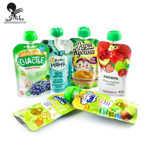 Op Maat Gemaakte Opstaande Voedselverpakkingstas Aluminiumfolie Mylar Baby Juice Tuit Pouch Voor Vloeistof