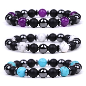 Offre Spéciale <span class=keywords><strong>Bracelet</strong></span> élastique en pierre d'hématite et de quartz rose de 8mm <span class=keywords><strong>Bracelet</strong></span> de guérison en agate simple Convient à un usage quotidien pour hommes ou femmes - Product Image 4