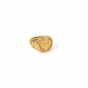 Fashion <b>Rings</b> PVD Gold Plated 316L Stainless Steel Heart Design Sustainable Resistant Jewelry - Product Image 1