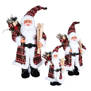 Kerstman Beeldjes 45Cm 18Inch Kerst Staande Kerstman Claus Pluche Pop Xmas Standbeeld Santa Claus Voor Kerst Etalage