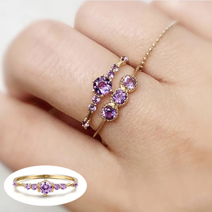 Anillo de Boda ROXI de Plata de Ley S925 con Circonita Morada, Estilo Europeo y Americano, Combinable con Todo - Product Image 5
