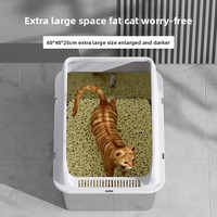 Bac à litière pour chat en acier inoxydable 304, extra large, ouvert, écologique, anti-éclaboussures, facile à nettoyer, avec un espace intérieur de 20 L