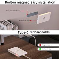 Veilleuse à capteur de mouvement rechargeable à deux côtés 3CCT Crépuscule à l'aube Montage mural magnétique Capteur intelligent pour placards Escalier