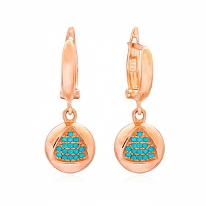 Simple Triangle Design Turquoise Dangle <b>Earring</b> 925 Sterling Silver Turkish Wholesale <b>Fine</b> Jewelry for Women - Product Image 2