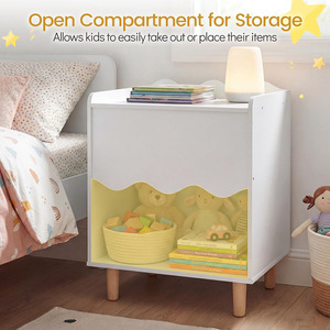 Comodino Moderno e Resistente <span class=keywords><strong>per</strong></span> Bambini, Tavolino Laterale con Bordo Ondulato, Ampio Piano e Ampio Vano Portaoggetti, Tavolino in Legno <span class=keywords><strong>per</strong></span> Camera dei Bambini - Product Image 3