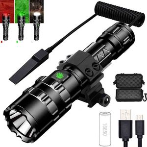 Lampe de chasse LED rechargeable super lumineuse haute puissance, longue portée, étanche, en plastique, micro USB, tactique - Product Image 1