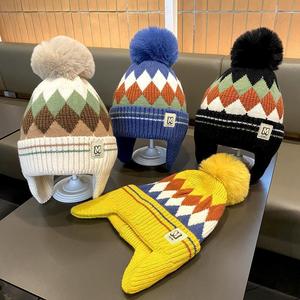 Niños medianos y grandes invierno grueso cálido a prueba de viento sombrero de protección auditiva niños sombrero de punto con hilo - Product Image 1
