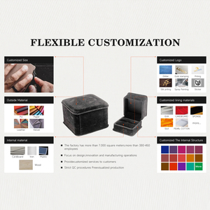 Sang Trọng Tự Tình Yêu Biểu Tượng Tùy Chỉnh Da Nhẫn Tổ Chức Cho Phụ Nữ Stackable Hình Chữ Nhật Engagement Rings Và Bangles Hộp Đồ Trang Sức - Product Image 2