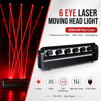 Luz Láser de Cabeza Móvil RGB de 6 Ojos a Todo Color, Barra Láser Roja de 500mw, Iluminación DMX para Escenarios, Bodas, Espectáculos y Discotecas